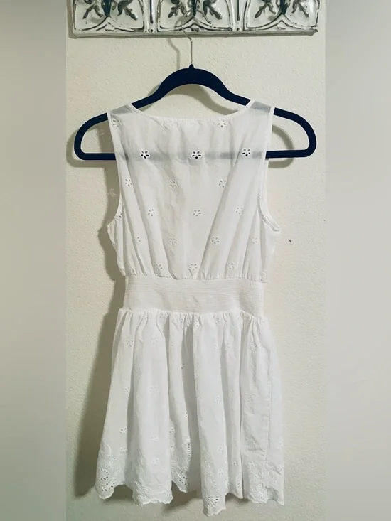 VENUS Vintage Mini Eyelet Sleeveless V-Neck Smocked Waist Sundress Fairy Boho 8 - Picture 2 of 4
